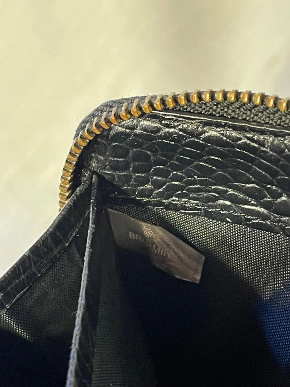 Brahmin Black Croc-Embossed Zip Card Holder